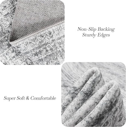 9x9 Grey Round Rug 9ft Living Room Circle Rug Vintage Round Area Rug Non Slip Indoor Carpet for Apartment