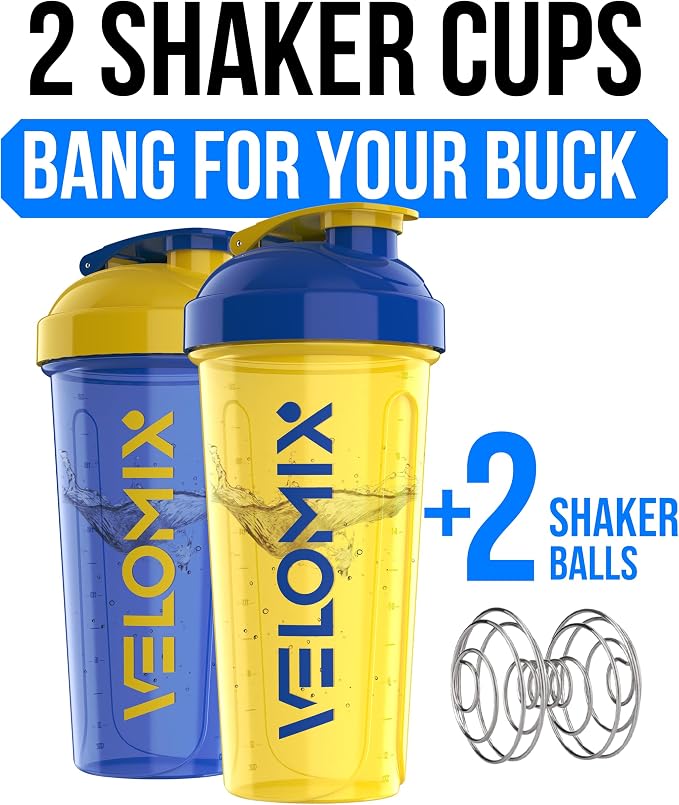 VELOMIX 2 Pack 28oz Protein Shaker Bottle - Image 2