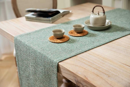 Burlap Style Farmhouse Table Runner, 14x60 Inches Mineral Green | Thick Durable - Image 4