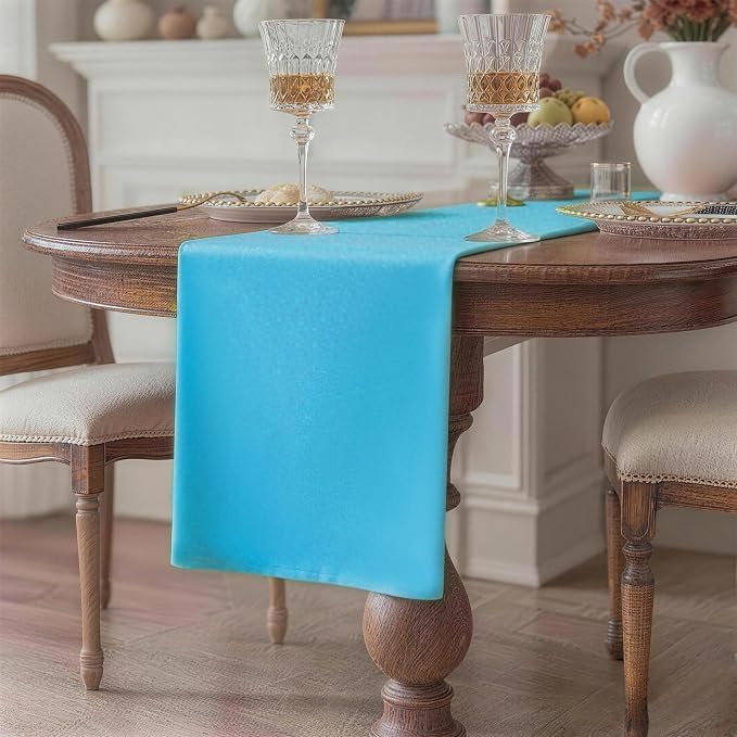 Teal Table Runner, Waterproof Washable Runners 36 Inches Long | Reusable 12x36 - Image 2