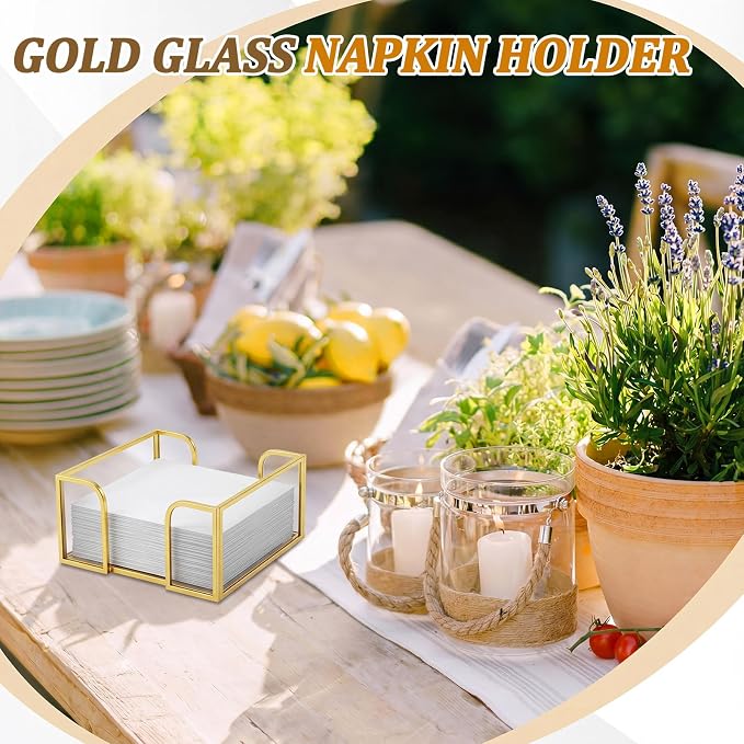 LemonRoad 2 Pcs Square Gold Napkin Holder - Image 5
