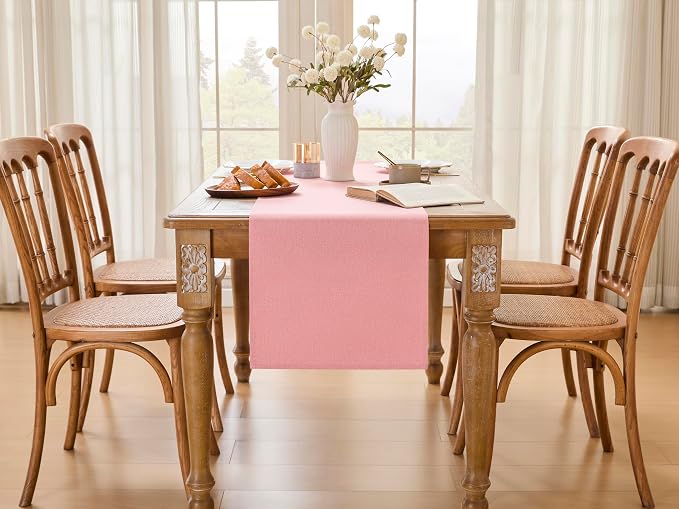 YATOJUZI Pink Table Runner Valentines Day Seasonal Summer Kitchen Dining Coffee - Image 4