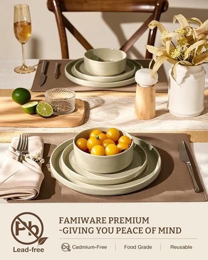 Dinnerware Sets for 8, Ceramic Plates, Chip & Scratch Resistant Everyday - Image 3