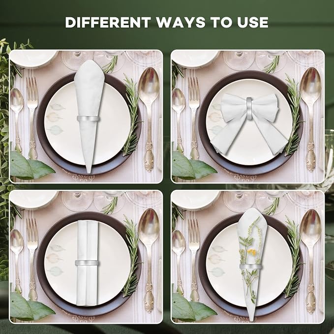 10 Pcs Stainless Steel Napkin Rings Metal Napkin Ring Holders Fall Thanksgiving - Image 4