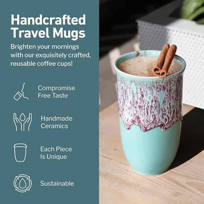 NOVA CERAMICS Travel Mug On the Go Coffee Tumbler Microwave & Dishwasher Safe - Image 2
