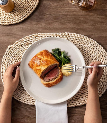 AmorArc Ceramic Dinner Plates Set of 6,10.5 Inch Stoneware Plates Set for Dinner, Elegant Dish Set with Rustic Terracotta Underside,Microwave & Dishwasher Safe