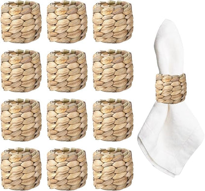 APTWOW Rustic Napkin Rings Set of 12, Hand-Woven Farmhouse Fall Napkin Rings by APTWOW