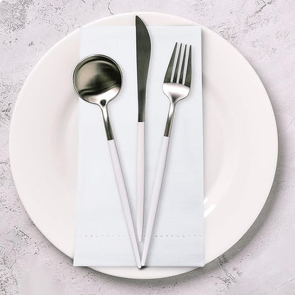 Urban Villa Cloth Napkins White Hemstitch Dinner Napkins Set of 12 (20X20) 100% Cotton Absorbent Washable Durable Reusable Ideal for Hotel Collection Farmhouse Parties Restaurant Lunch Dinner Napkins