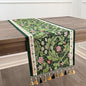 Floral Table Runner with Tassel Edges, Cotton Blend Decorative Runner by QGENUINE