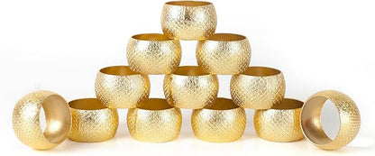 Napkin Rings Set of 12 Metal Napkin Holder Buckles Round Serveitte Rings for Fall Thanksgiving Christmas Dinner Table Decor Wedding Banquet Party Easter (Gold) - ALPHA Living HOME