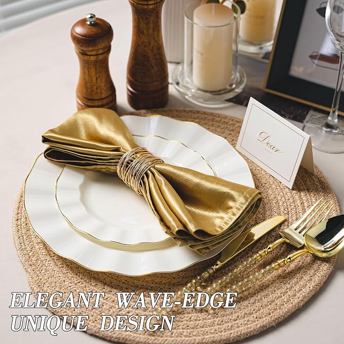 120PCS Ivory White Plastic Plates, Wavy Plates - Image 3