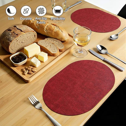 Placemats Set of 6, 11.8 x 17 Inch, Waterproof Wipeable Reversible PU Placemat - Image 6