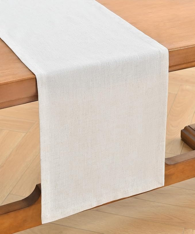Wracra Linen Table Runner, Burlap Cream Table Runners 60 Inches Long | Rich - Image 7