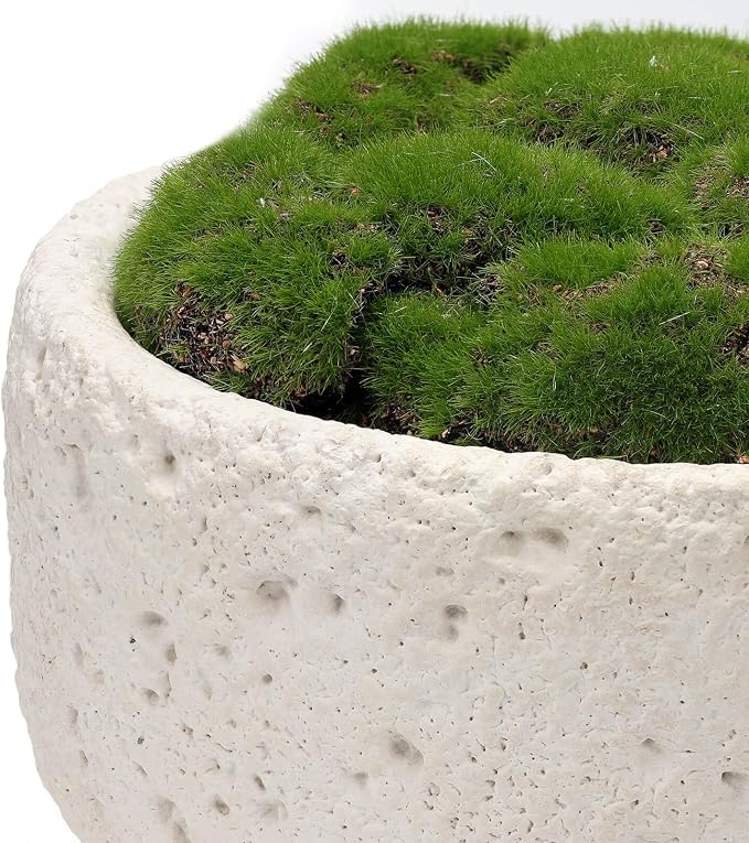 NAHARO New Moss Bowl, 6.5''Handmade Cement Bowl–Artificial Moss Centerpiece - Image 3
