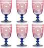 XUWAIDSGN 6Pcs Plastic Vintage Wine Glasses 13.5oz Reusable Embossed Goblet by XUWAIDSGN