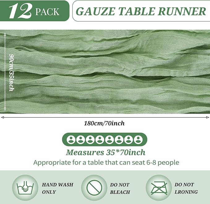 12 Pack Cheesecloth Table Runner 35 x 72 inch Long Boho Cheese Cloth Table - Image 2