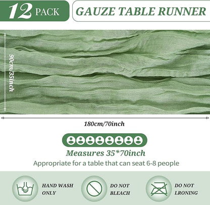 12 Pack Cheesecloth Table Runner 35 x 72 inch Long Boho Cheese Cloth Table - Image 2