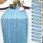 12 Pack Light Blue Cheesecloth Table Runner Rustic Gauze 22x120 inch Long Table Runner for Wedding Bridal Shower Birthday Party Banquet Boho Decoration(#17)