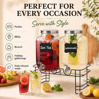 2 Gallon Glass Drink Dispensers - Image 7
