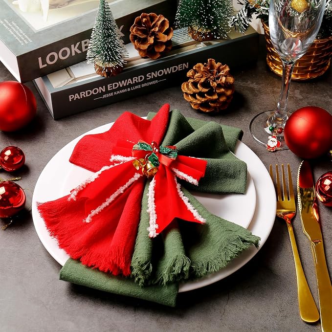 wonlex Christmas Napkin Rings Set of 6, Butterfly Handmade Napkin Ring Table - Image 2