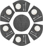 SHACOS Round Table Placemats Set of 7 Wedge Shaped Place Mat with Centerpiece Round Mat Heat Resistant Table Mats Washable (7, Black Gray)