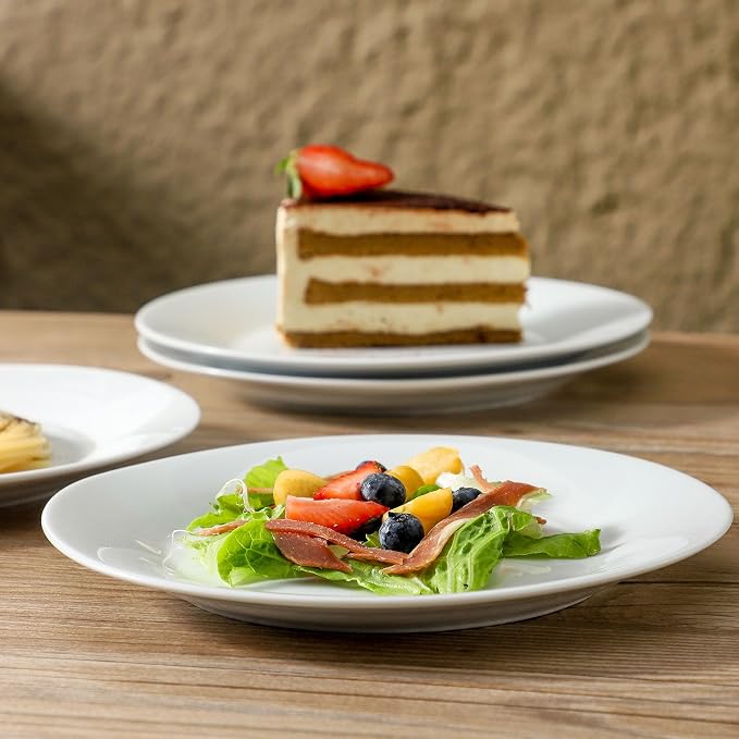 fMBB 4-Piece Salad Plates Set, 8 inch Ceramic Lightweight Round Plate Dessert - Image 7