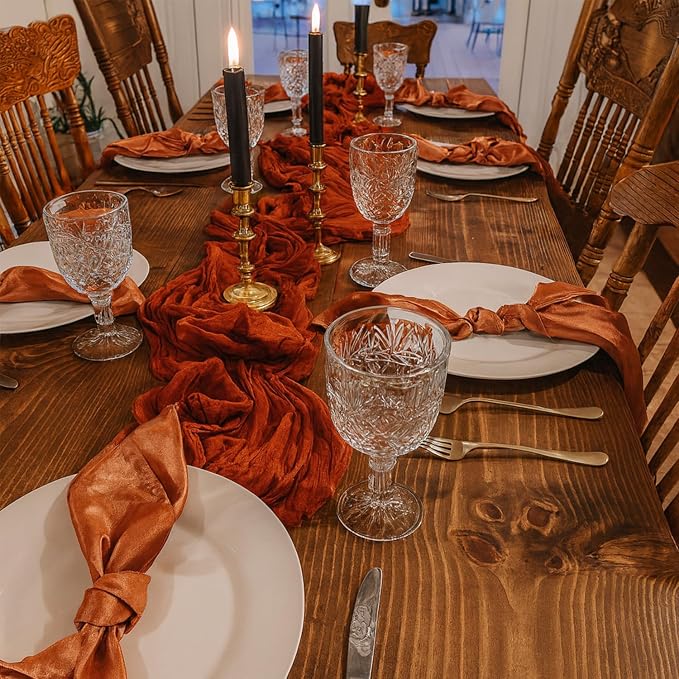 6 Pack Terracotta Cheesecloth Table Runner 35x120 Inch | 10Ft Rustic Boho Gauze - Image 7