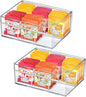 Amazing Abby - Tea-Rrific - 2-Pack Acrylic 6-Compartment Tea Bag Organizer, Clear Plastic Tea Box, 6-Slot Tea Chest, Perfect Tea Storage Solution for Kitchen Cabinet, Countertop, Pantry, and More