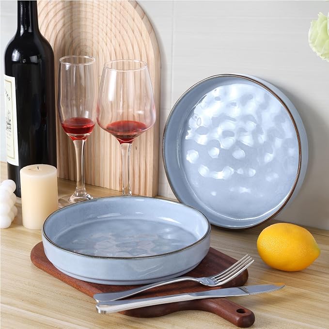 LIANYU Pasta Bowls Set of 4, 8.25’’ Wide Shallow Salad Serving Plate | - Image 3