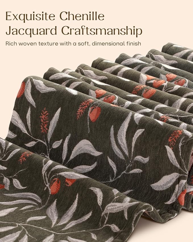 13"x 72" Jacquard Woven Chenille Table Runner, Soft and Dense, Slip-resistant - Image 3