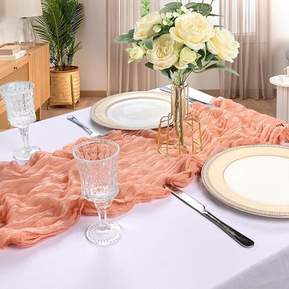 12 Pack 10Ft Peach Cheesecloth Table Runner 23 x 120 Inch | Gauze Rustic Boho - Image 6