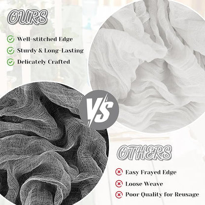 2 Pack Cheesecloth Table Runner, 120 Inch Ivory White Table Runner | 10 Ft Boho - Image 6