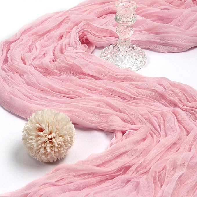 12 Pack 10Ft Pink Cheesecloth Table Runner 23 x 120 Inch | Gauze Rustic Boho - Image 3