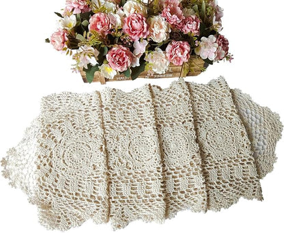 Phantomon Oval Lace Table Runner Doilies Floral Table Scarf Furniture Cloth - Image 4