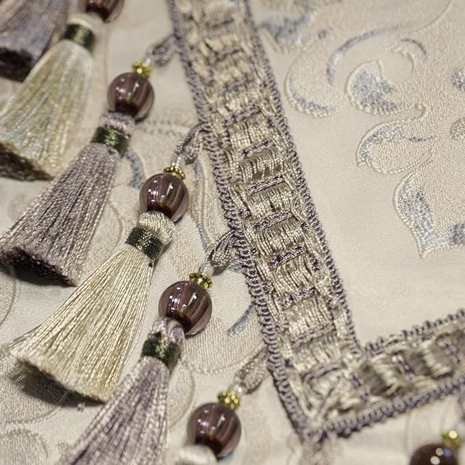 Loom and Mill Luxury Jacquard Table Runner 90 Inches Long, Light Apricot | - Image 5