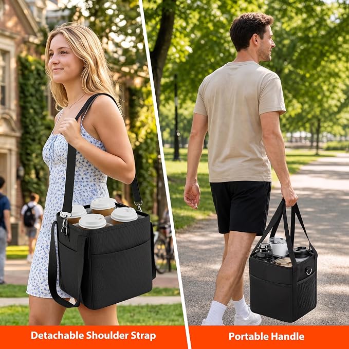 4 Cup Drink Carrier Bag, Insulated Cup Caddy - Image 2