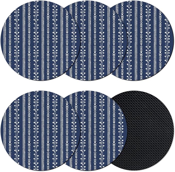 Vintage Striped Coasters Set of 6, Absorbent Coasters by Unknown