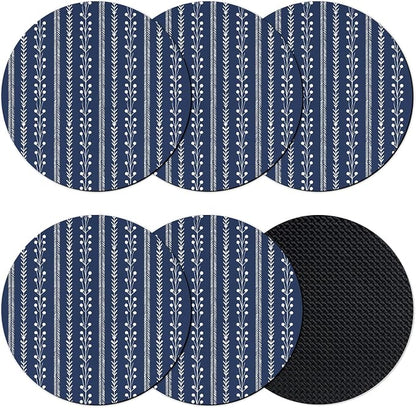 Vintage Striped Coasters Set of 6, Absorbent Coasters by Unknown