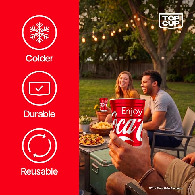 Top Cup – 12 Ounce, Officially Licensed Coca-Cola Aluminum Party Cup | - Image 3