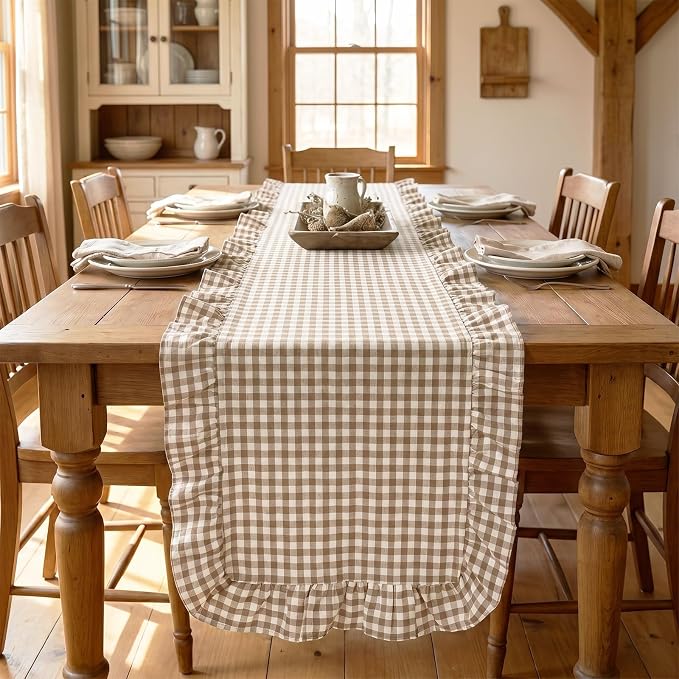 Eternal Beauty 14x120 Gingham Ruffle Table Runner - Image 8