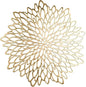 Snowkingdom Pack of 18 Gold Metallic Round Placemats Bulk Pressed Vinyl Leaf Dinning Kitchen Table Mats Decorations Setting for Christmas Wedding Thanksgiving Party Event Holiday Autumn Harvest