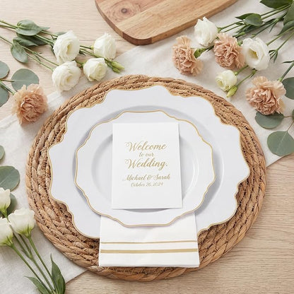 350PCS White and Gold Plastic Plates - Image 7