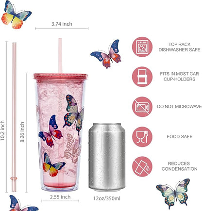 bzyoo 24oz Plastic Tumbler Cup, Lid & Straw, Iced Coffee, dishwasher safe - Image 4