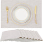 homing Cotton Linen Placemats Set of 8, Cloth Washable Farmhouse Dining Table Mats for Indoors & Outdoors, Easy to Clean, Neutral Beige, 13 x 19 Inch