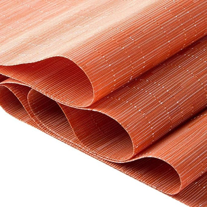 SHACOS Placemats Set of 8 Woven Vinyl Place Mats for Dining Table Wipe Clean Heat Resistant Washable Kitchen Table Mats (8, Orange)