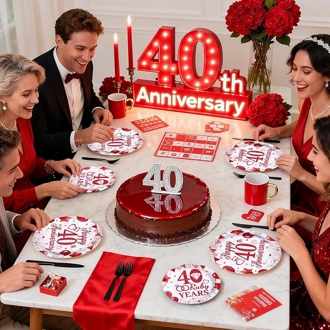 96Pcs 40th Wedding Anniversary Party Decorations - Image 7