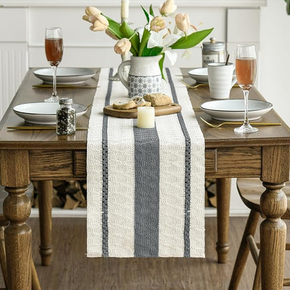 Artoid Mode Dark Green Rustic Woven Table Runner 12x60 Inch | Holiday Farmhouse - Image 2