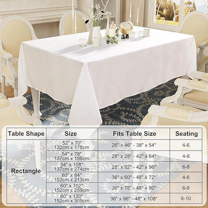 Smiry Rectangle Table Cloth, Waterproof Anti-Scratch Polyester Tablecloth, Decorative Washable Fabric Table Cover for Dining, Buffet, Parties and Outdoor, 60x120, White