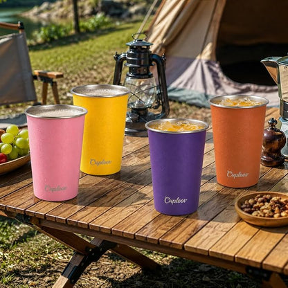 16 oz Stainless Steel Cups, Metal Drinking Glasses - Image 2