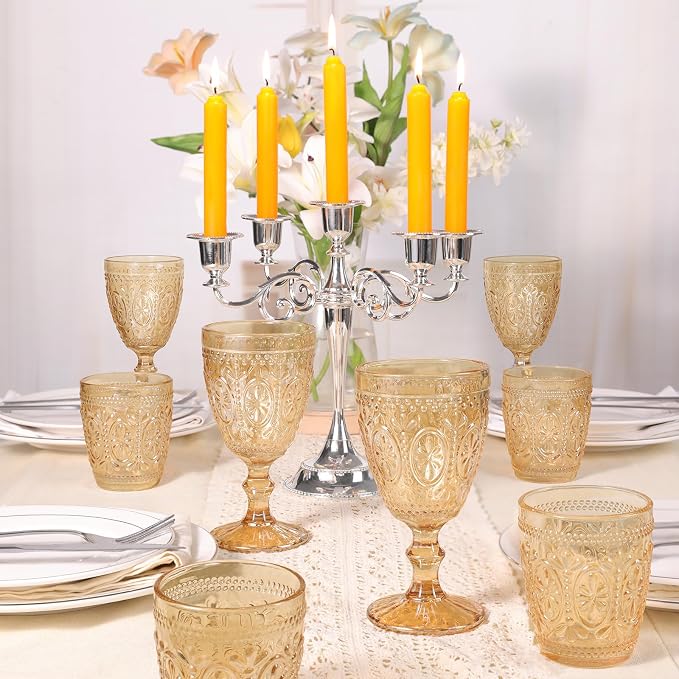 abrwyy Amber Glassware set of 4 Vintage Drinking Glasses, 9.5oz Amber Heavy - Image 9